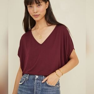 Amour Vert Mayr Softest V-Neck Modal Tee in Plum